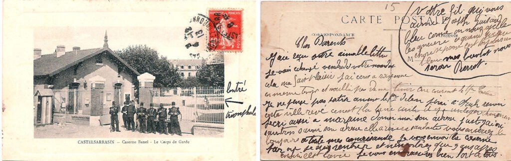 00180. Castelsarrasin - Caserne Banel - Le Corps de Garde. Date : 04/12/1913. Destination inconnue.